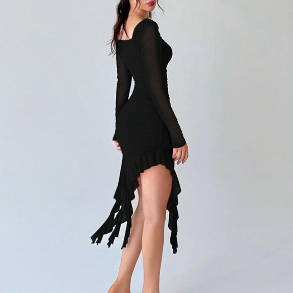 Brand New - Nordstrom Ruffle Cascade Cocktail Dress - Picture 2 of 5